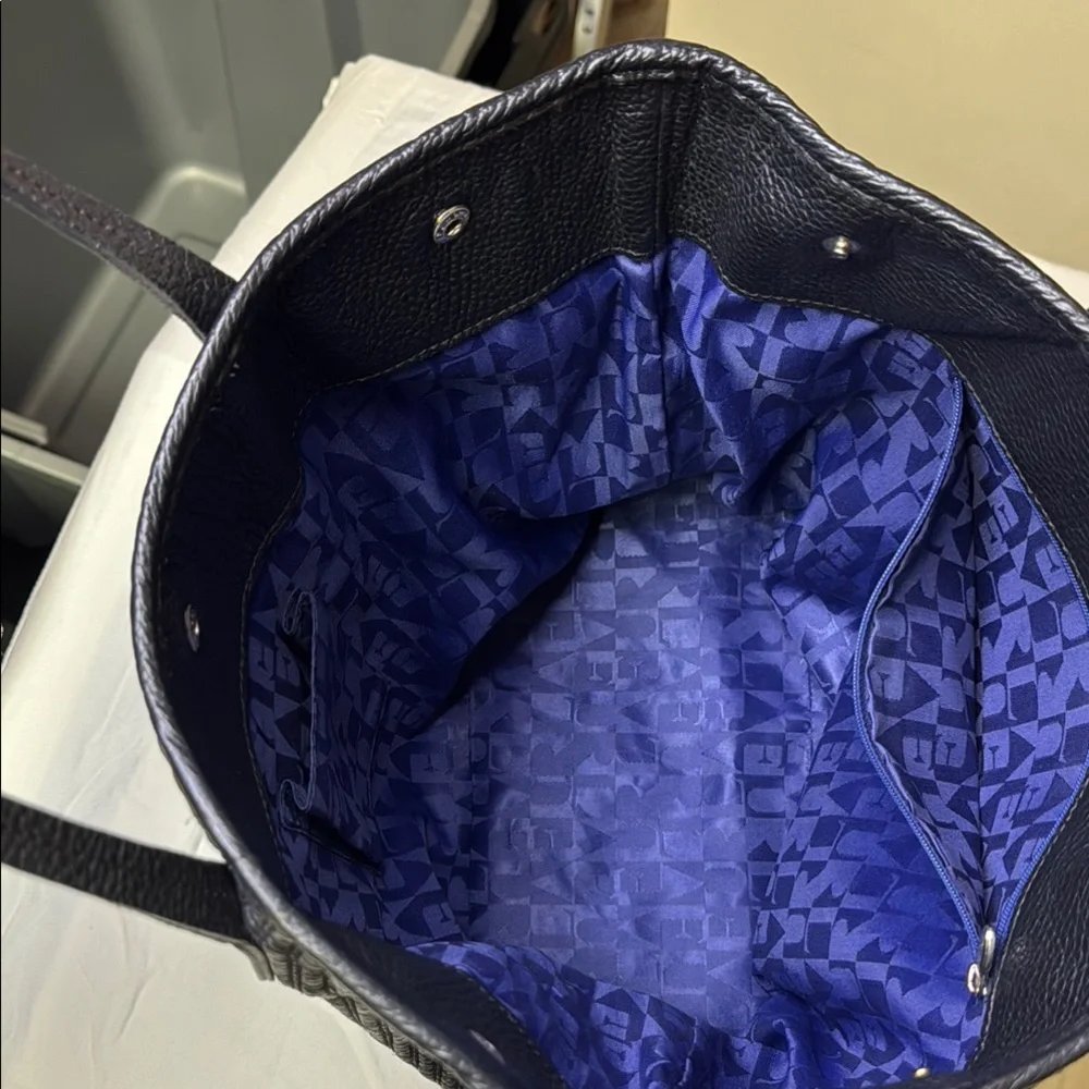 Furla Black and Silver Textured Tote‎ Bag